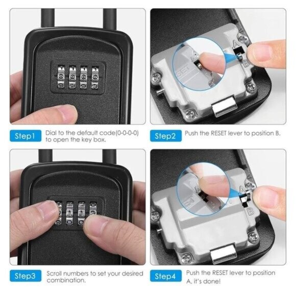 Resettable 4-Digit Combination Key Lock Box With Detachable Shackle -NEW - Picture 4 of 7